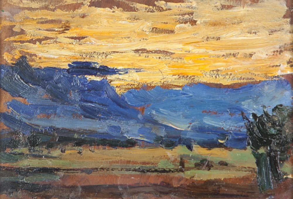 Paesaggio con cielo giallo